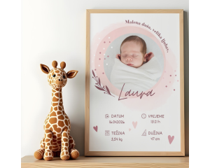 Fotografija rozi dizajn - personalizirani okvir za rođenje djeteta