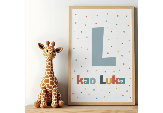 Plavo slovo kao ime - personalizirani okvir za dijete