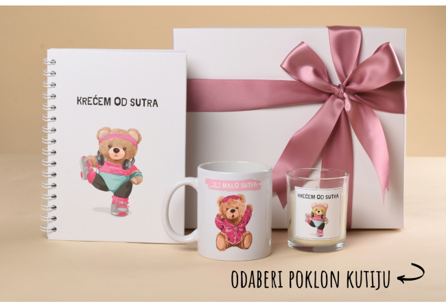  „Teddy krećem od sutra“ poklon paket (planer+šalica+svijeća)