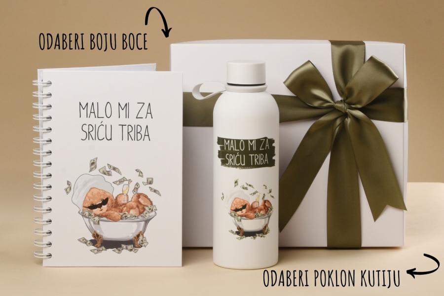„Teddy malo mi za sriću triba" poklon paket (planer+boca) 