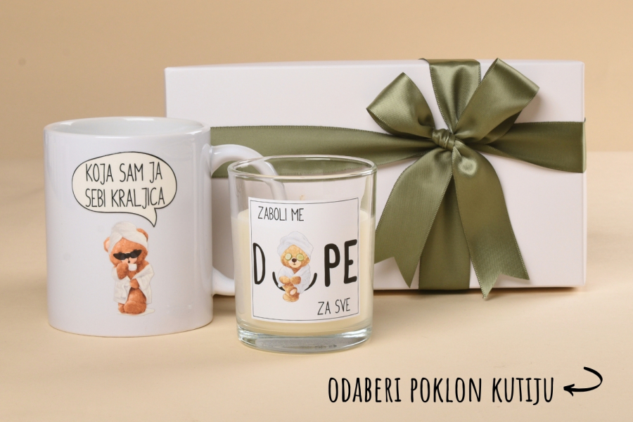 „Teddy kraljica“ poklon paket (šalica+svijeća) 