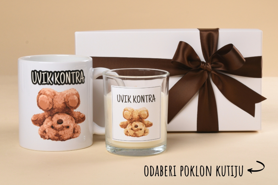 „Teddy uvik kontra“ poklon paket (šalica+svijeća) 