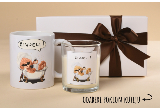 „Teddy živjeli“ poklon paket (šalica+svijeća) 